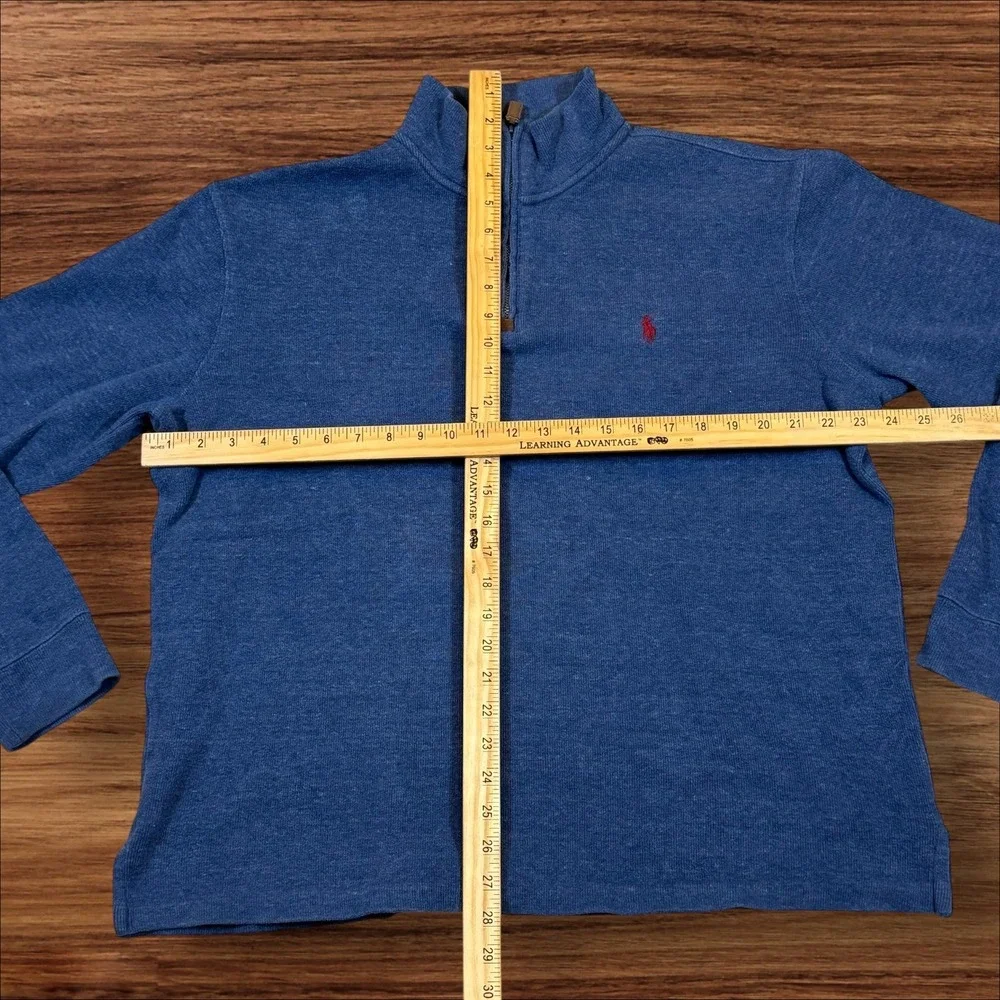Ralph Lauren Polo Mens Blue‎ Heathered Quarter Zip Pullover Sweater L G